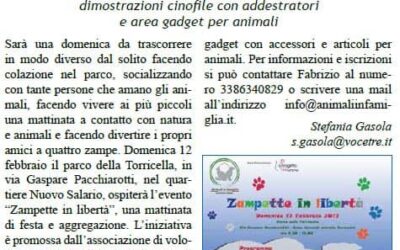“Zampette in Libertà” al Parco della Torricella