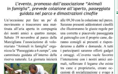 “Passeggiata a 6 zampe” al Parco della Mercigliana
